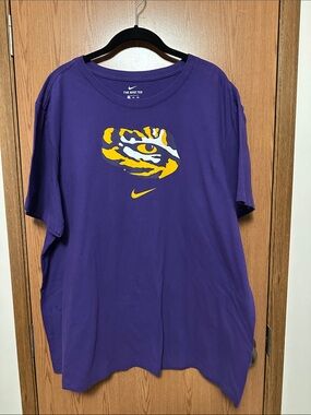 Nike Purple Tee with LSU Yellow Tiger Eye Graphic